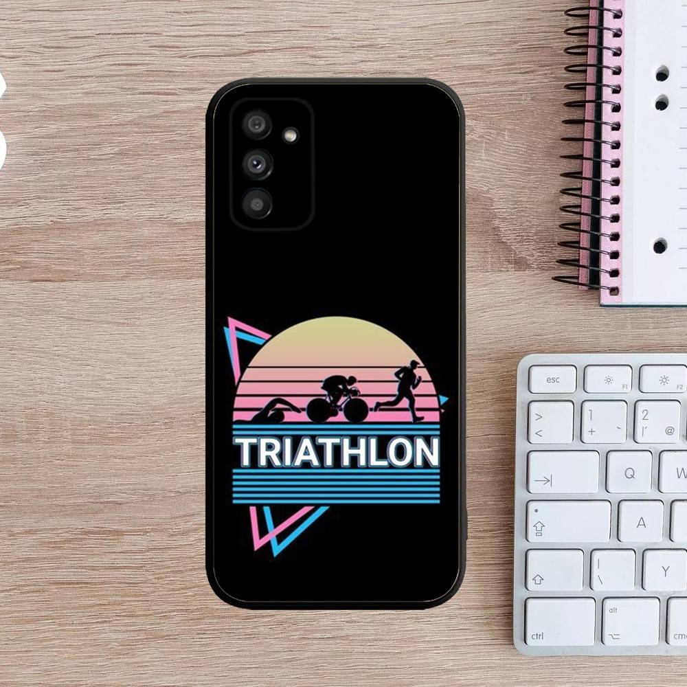 

Swim Bike Run Triathlon Phone Case For Samsung Galaxy A13,A21s,A22,A31,A32,A52,A53,A71,A80,A91 Soft Black Cover Samsung a52 a52S