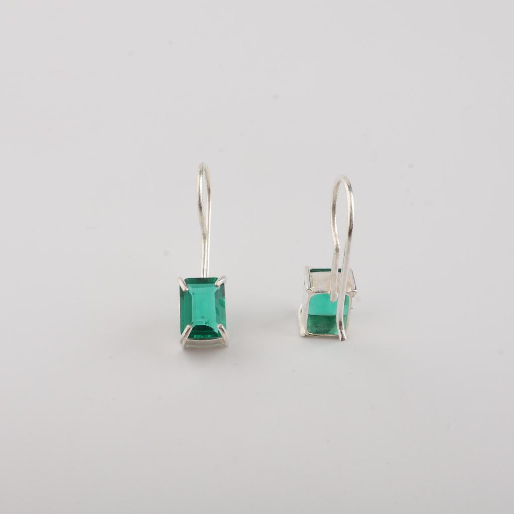 Stříbrná Boho Náušnice s Chromovým Diopsidem 1" Ryzí Stříbro 925 Pěkný Šperk, Dárek k Narození v Květnovém Měsíci, Stříbrná Visací Náušnice EE-180-3