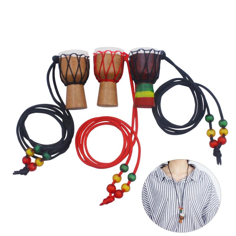 Buy Wooden Classic Mini Djembe Necklace Percussion African Hand Drum Pendant Gift at affordable