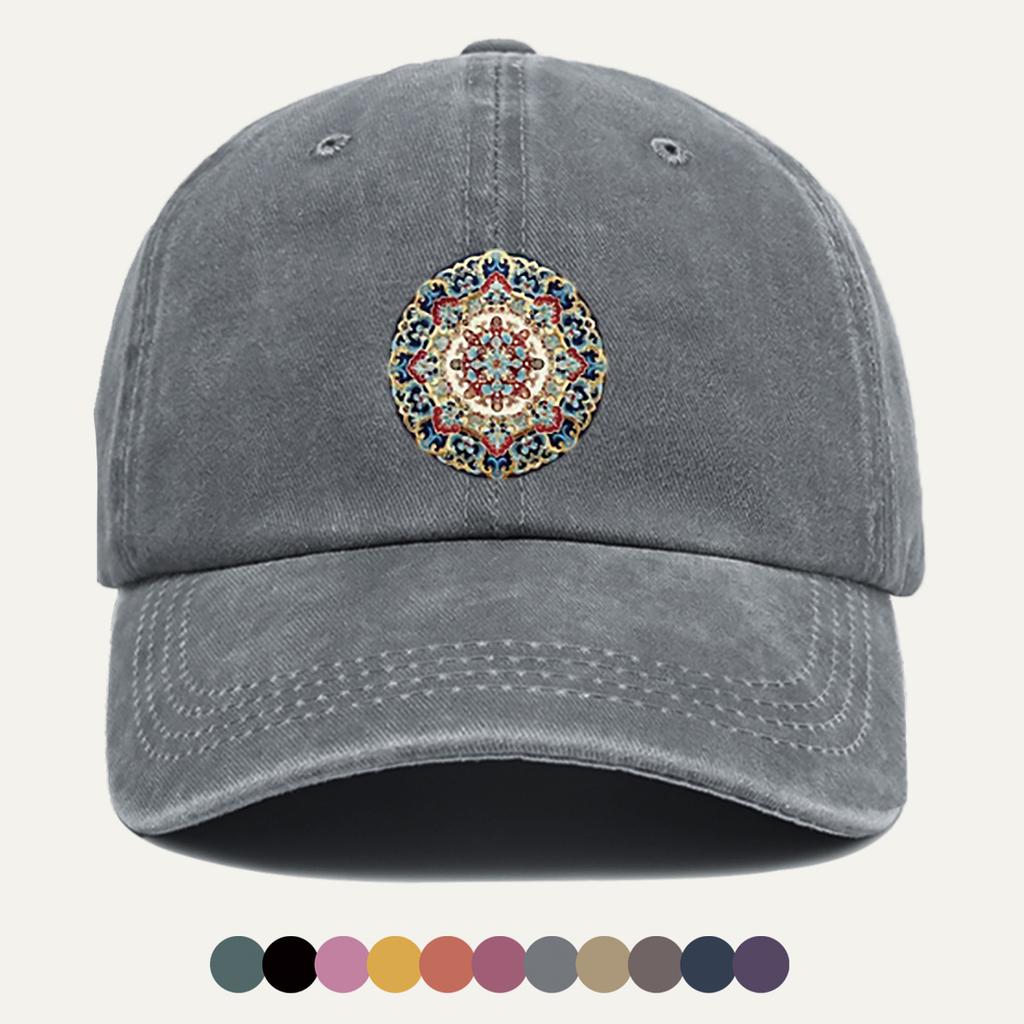 pc Unisexdala Floral Pattern Printed Baseball Cap Vintage Ethnic Style Printed Design Fashionable Trendy Street Cap Unisex Adju