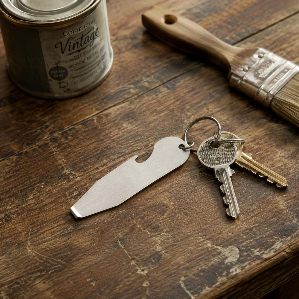 Stainless Steel Paint Can Opener with Keyring for Opening Oil Paint Buckets Milk Powder Containers and Metal Paint Drums Durable and Portable Tool