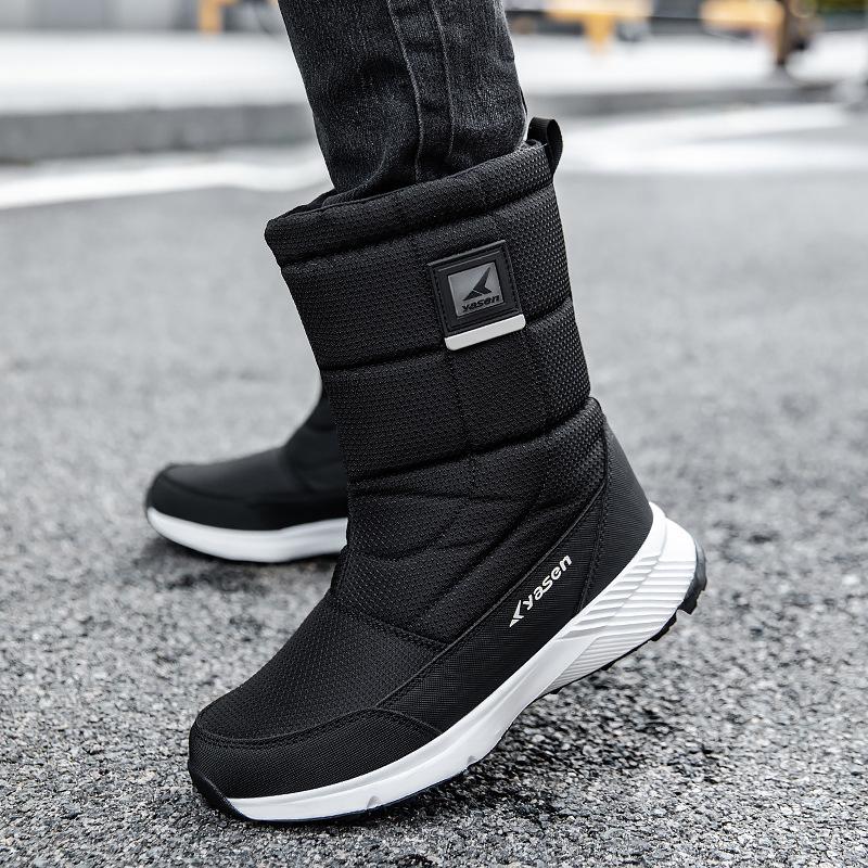 Winter Men High Top Boots Plush Warm Snow Boots Fashion Mid-calf Cotton Shoes Outdoor Non Slip Platform Boots Winter Men Sneaker