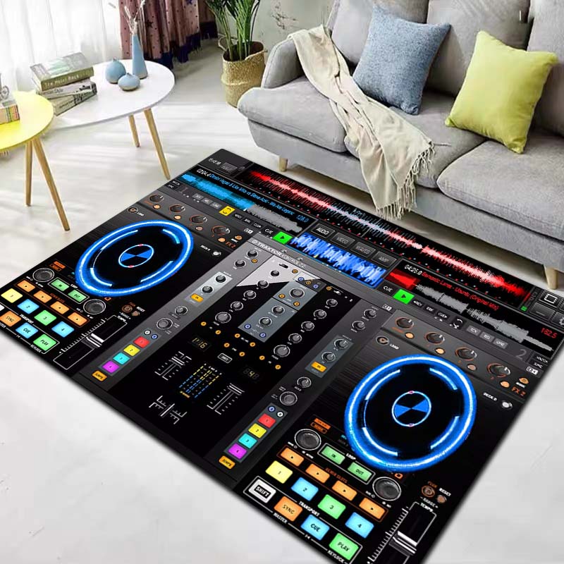 Dj Music Record Screen Console Theme Printing Large Carpet Sofa Living Room Bedroom Decoration Kitchen Bathroom Anti Slip Carpet