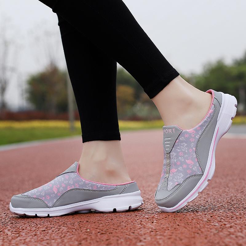 35-42 Atmungsaktive Halbschuhe für Damen Ultraleichte Hausschuhe für drinnen und draußen mit Blumen- und Vogelmuster für Damen