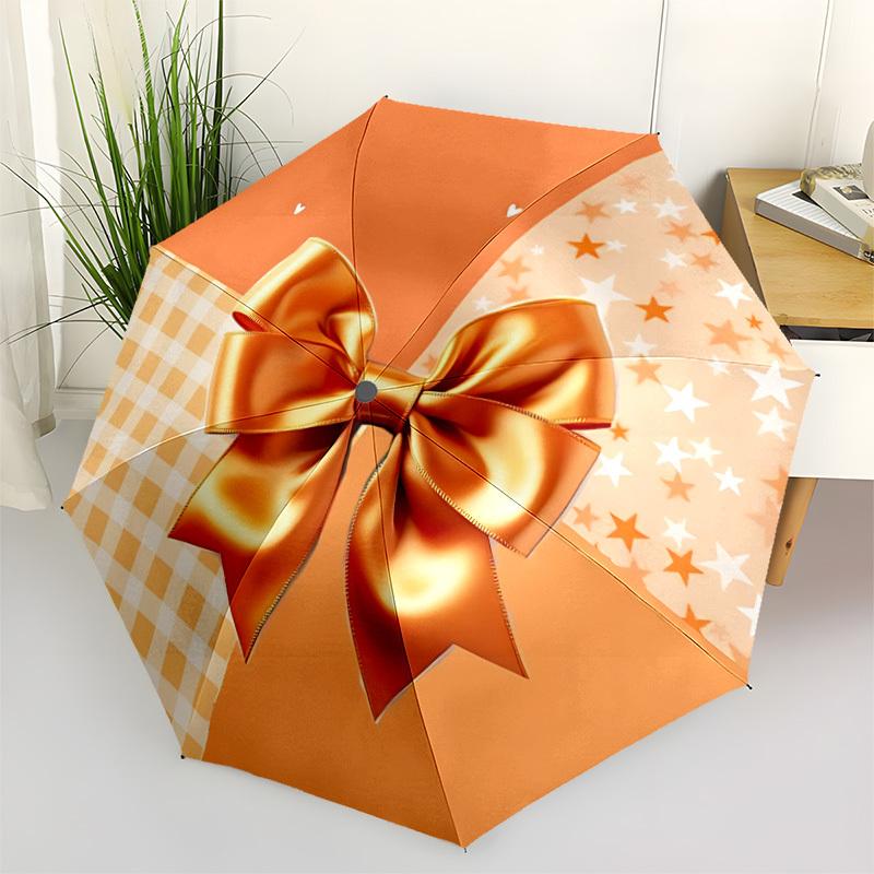 

1pc Bow Ribbon Automatic Folding Umbrella, 8-Rib Iron Frame, Casual Outdoor Accessory for Birthday Festival Gifts yy251128210