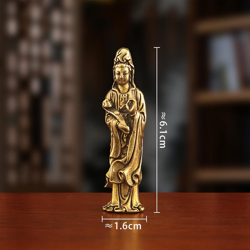 Ornamento Bodhisattva Guanyin in Rame Puro per Casa e Soggiorno