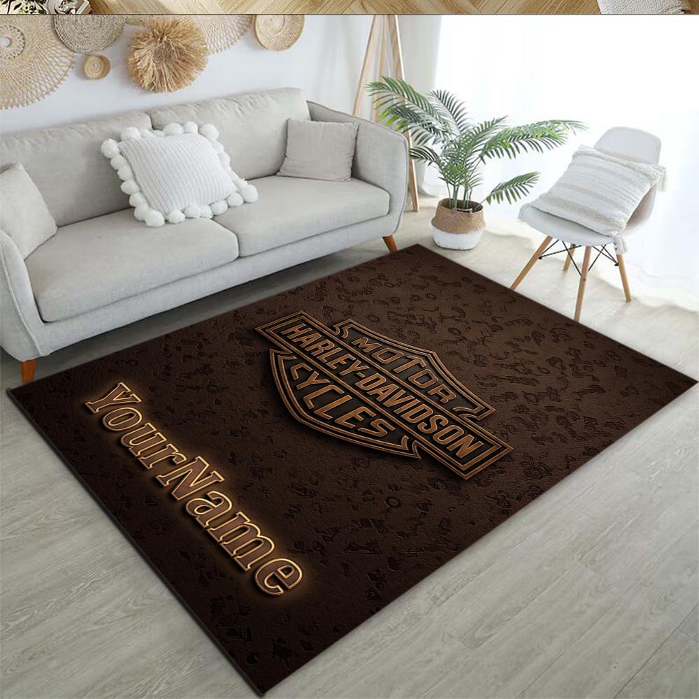 Harley-davidson Motorcycles Customize Text Floor Rug Office Rug Perfect for Kitchen Dining Room Decorate room Hallway Anti-slip Rug Office home decor