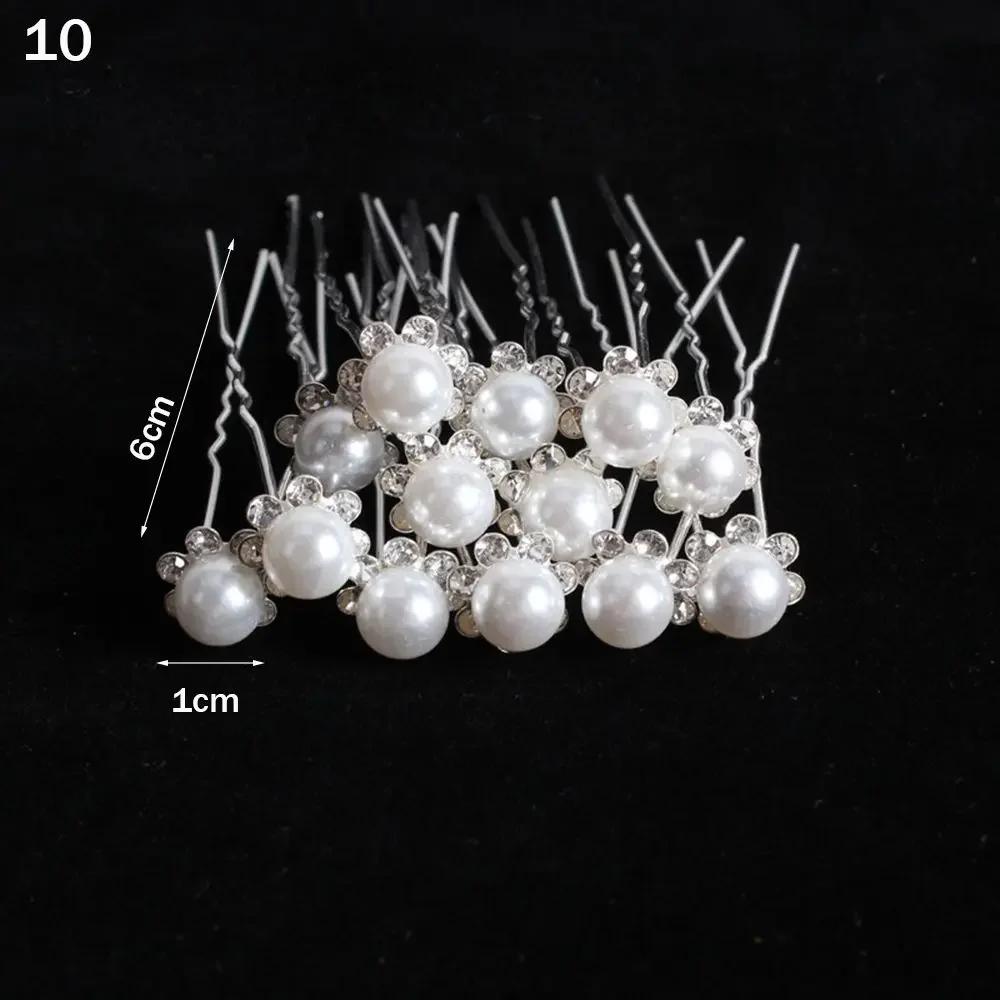 20Pcs Bridal U-shaped Pin Metal Barrette Rhinestone Pearl Hairpin Women Hair Accessories Wedding Hairstyle Design Tools