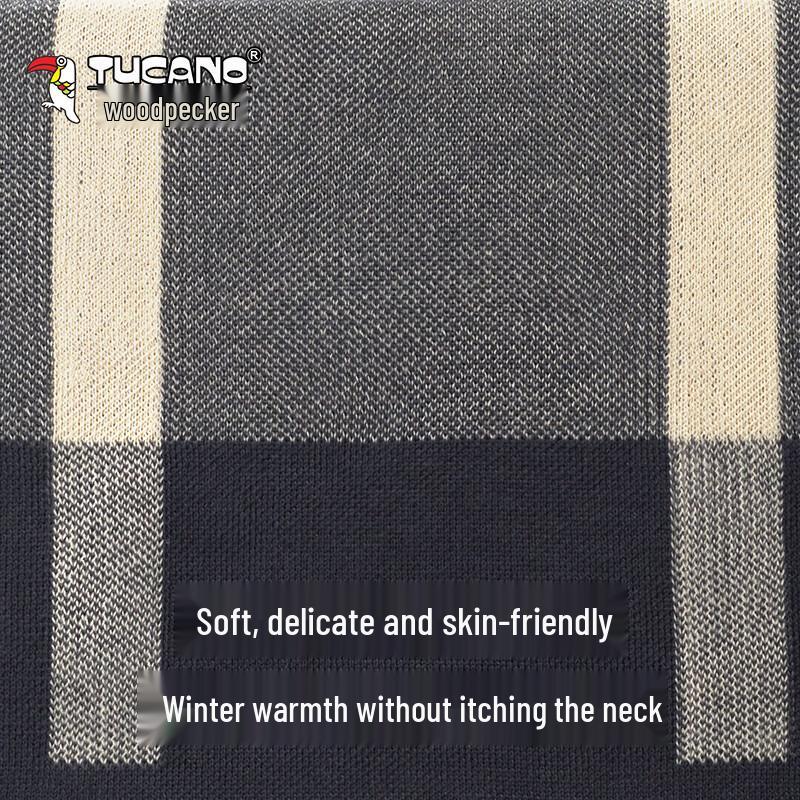 TUCANO Men's Classic Plaid Knitted Winter Scarf