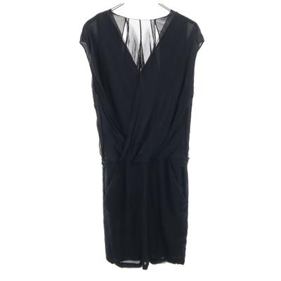 100% Silk Short Sleeve V Neck Mini Dress 4 French Sleeve Women Used