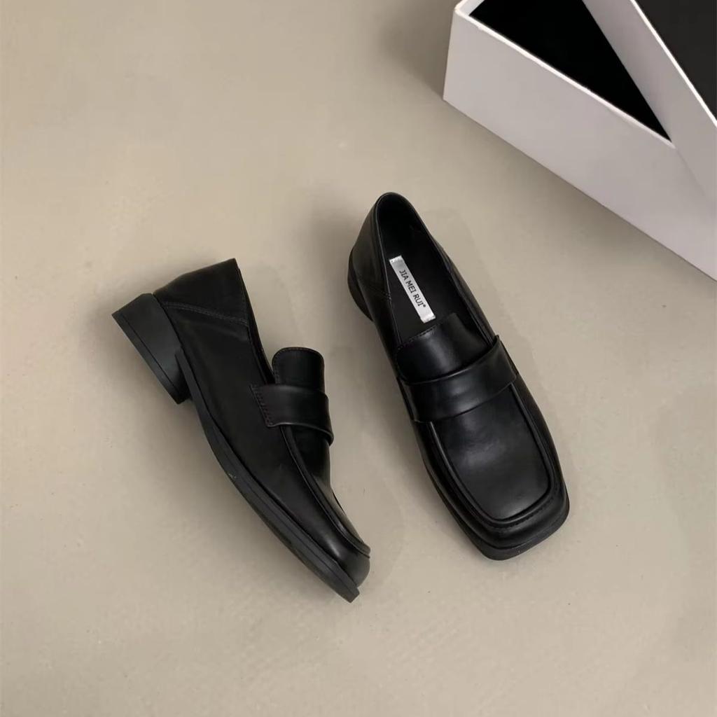 Casual Driving Penny Loafers Shoes Thick Heel Slip-On Shoes for Women Retro Worker Shoes British Style Pumps Zapatos De Mujer