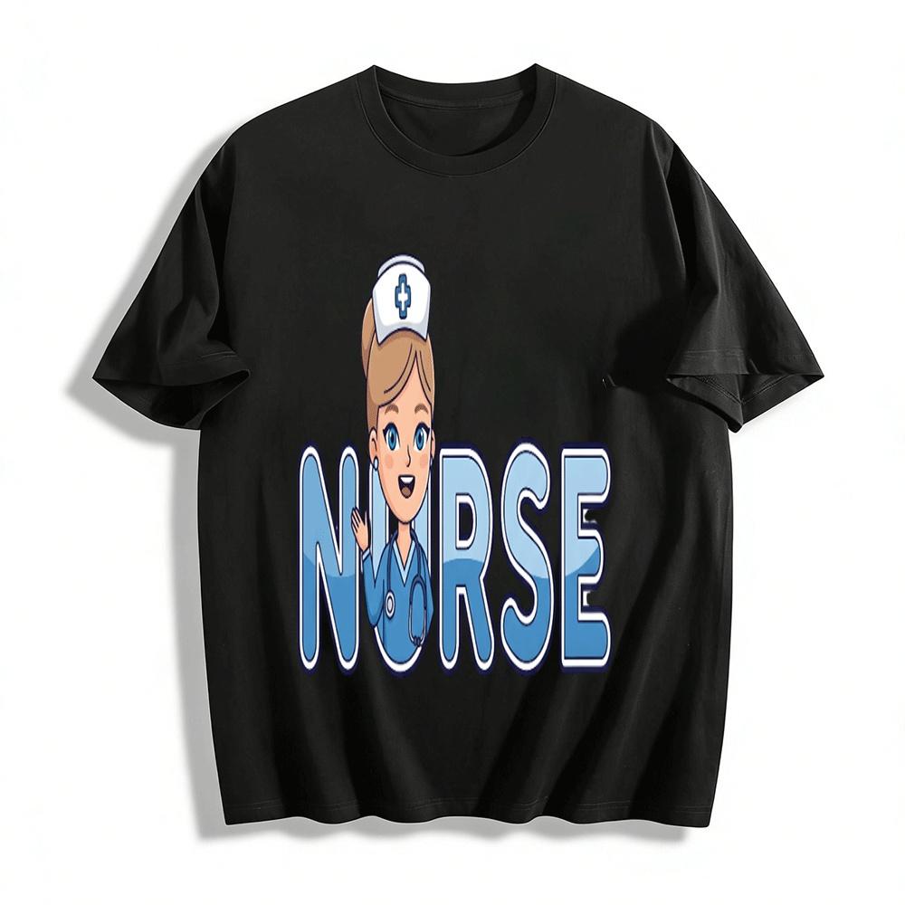Cute Nurse Themed Printed Casual Top For Healthcare Workers Pure cotton T-shirt XXS