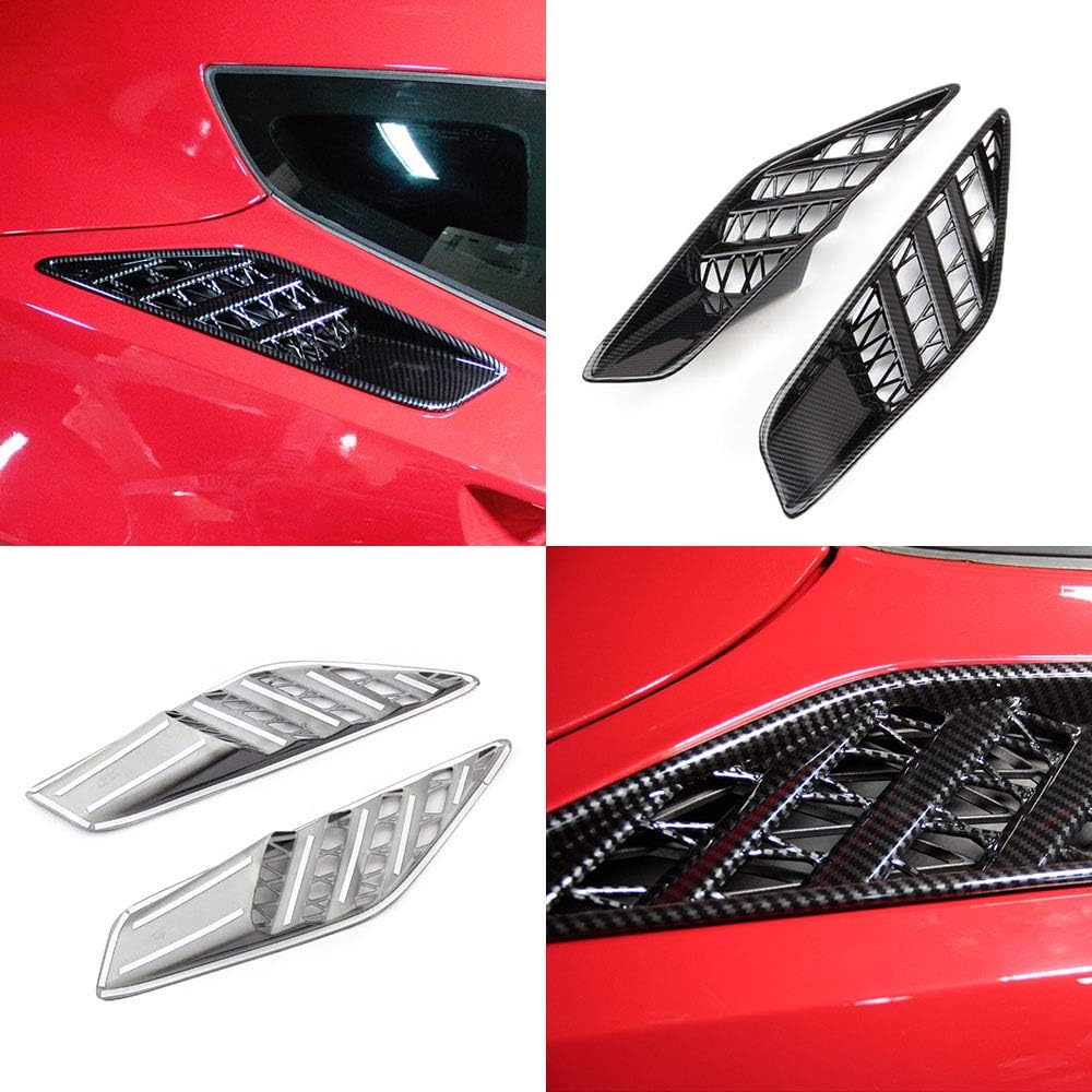 Kohlefaser-Optik Abdeckungen Verzierungen Zubehör Hintere Seitenwandbelüftung für 2014 2015 2016 2017 2018 Chevrolet Corvette C7