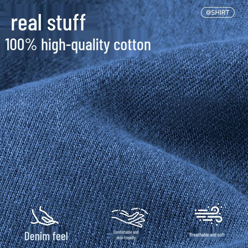 Mark Fairwhale Men's Pure Cotton Blue Denim Long Sleeve Shirt