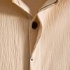 Summer Cotton Linen Shirt for Men's Lapel Loose Solid Color Hide Button Up Short Sleeve Shirts