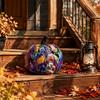 Large Halloween Decorative Pumpkin Figurine Day of the Dead Inspired Desktop Ornament for Indoor Tabletop Display Holiday Event Decor