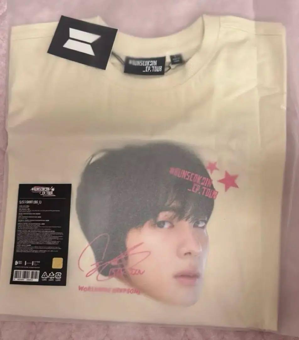 

[USED] Official RUNSEOKJIN T-shirt, Beige, Korean Goyang, Jin Face Tee