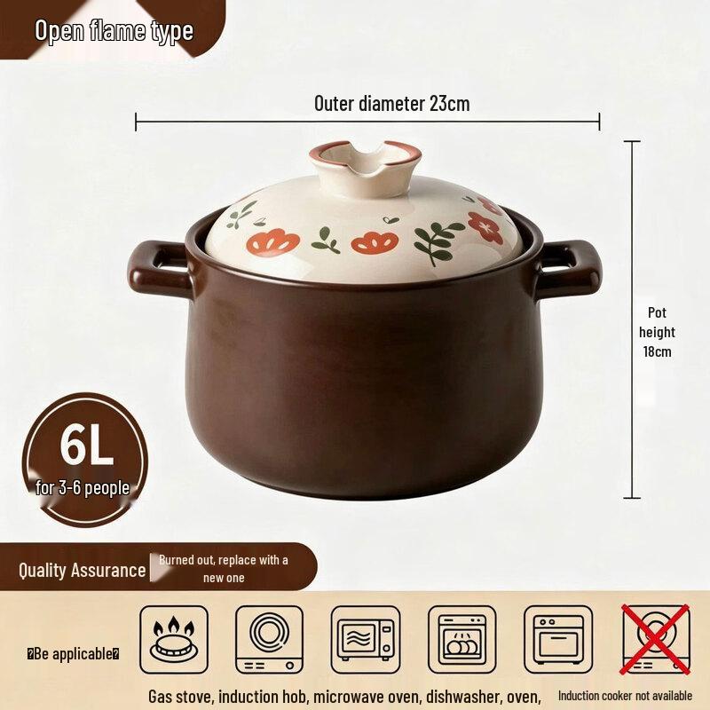 LICHUAN HUAXING Japanese Ceramic Casserole Pot (6L Camellia Design)