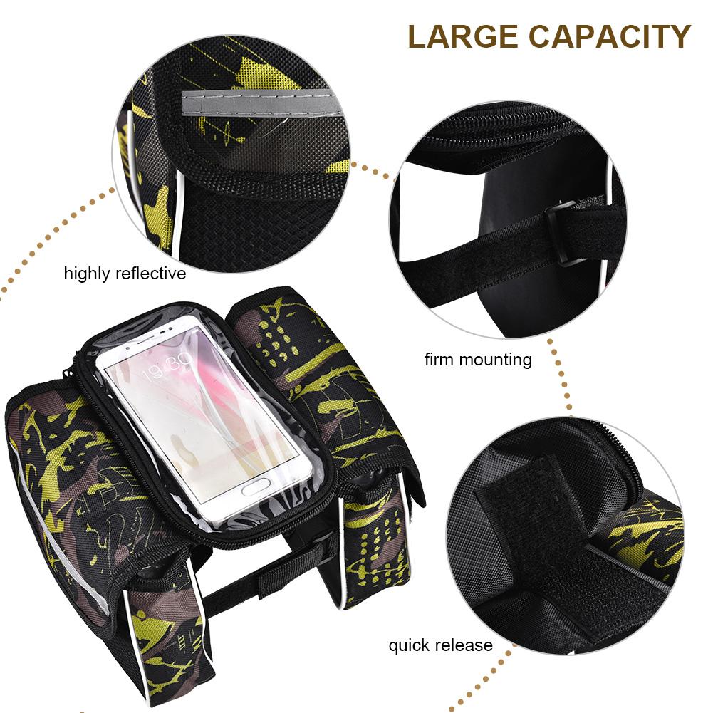 Fahrrad Front Tube Bag Wasserdichte berührbare Handytasche Fahrradzubehör (Grün)