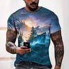 Summer New Men's T-shirt Printed Pattern Wolf Comfortable Casual Short sleeved Top Cool Style Plus Size