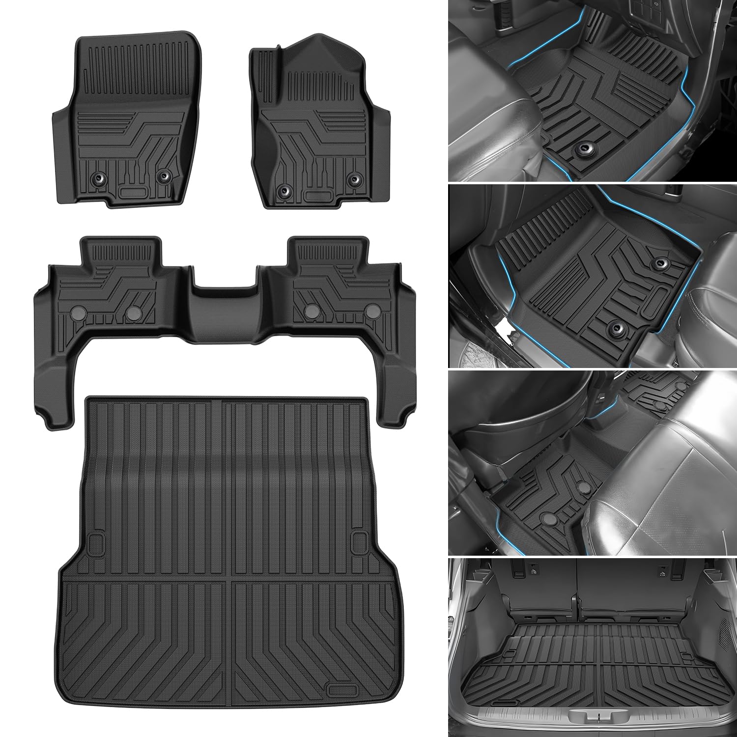 

Jiooy Коврики для пола Toyota Land Cruiser серии 250 Дополнительный коврик Багажник Land Cruiser 250 3D коврики для пола GDJ250W Коврики TRJ250W Коврик в багажник Коврик для автомобиля Водонепроницаемый