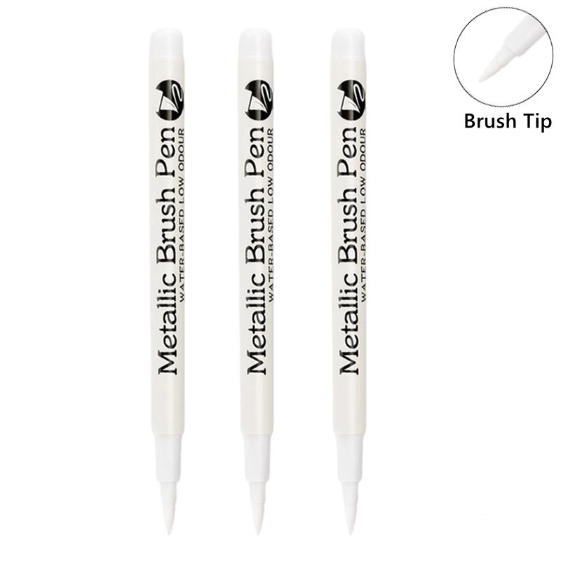 1/10/50Pcs Art Writing Gold Silver White Metallic Paint Pen Set Brush Tip Marker Pen Acrylic Paint Markers Stationery Supplies