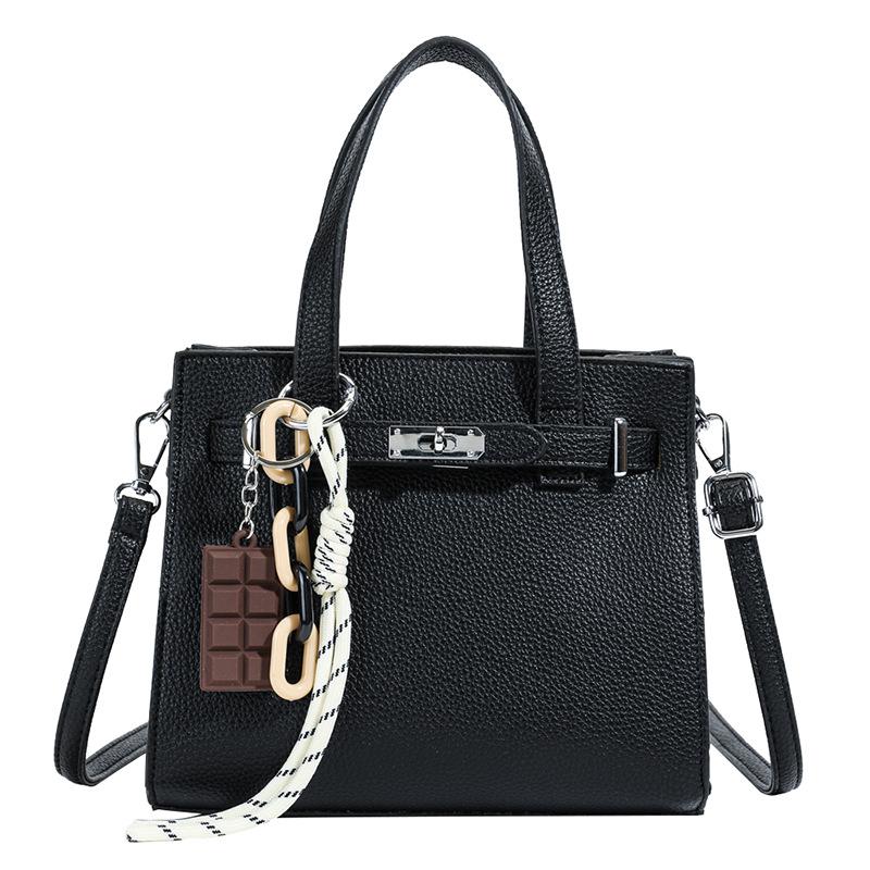 Lychee pattern hand carry small square bag women's 2025 spring Korean version tide high-end fashion shoulder bag casual messenger bag