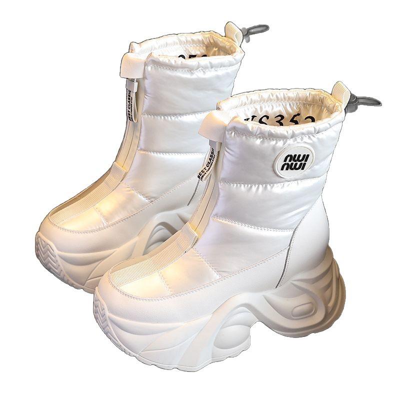 Winter New Thick-soled Inner Height Increase Velvet Non-slip Snow Boots Children's Muffin Warm Cotton Shoes