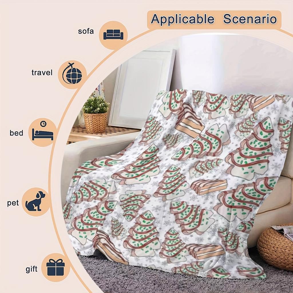 Cozy Christmas Tree Cake-Shaped Throw Blanket - Soft, All-Season Flannel Shawl for Sofa, Bed, and Travel - Perfect Gift for Ever
