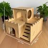 Golden Silk Hamster Villa: Interactive Wooden House with Platform, Climbing Ladder, and Hiding Spots - Complete Set for Landscaping.