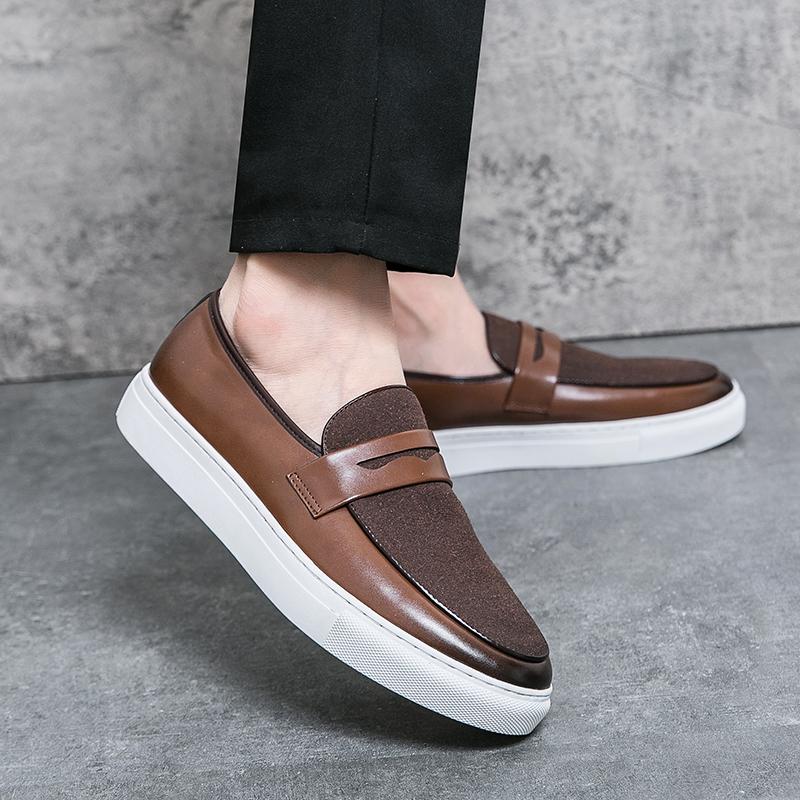 Loafers Shoes Men PU Mixed Color Flat Bottomed Light Comfortable Breathable Non Slip Business Casual Men Shoes