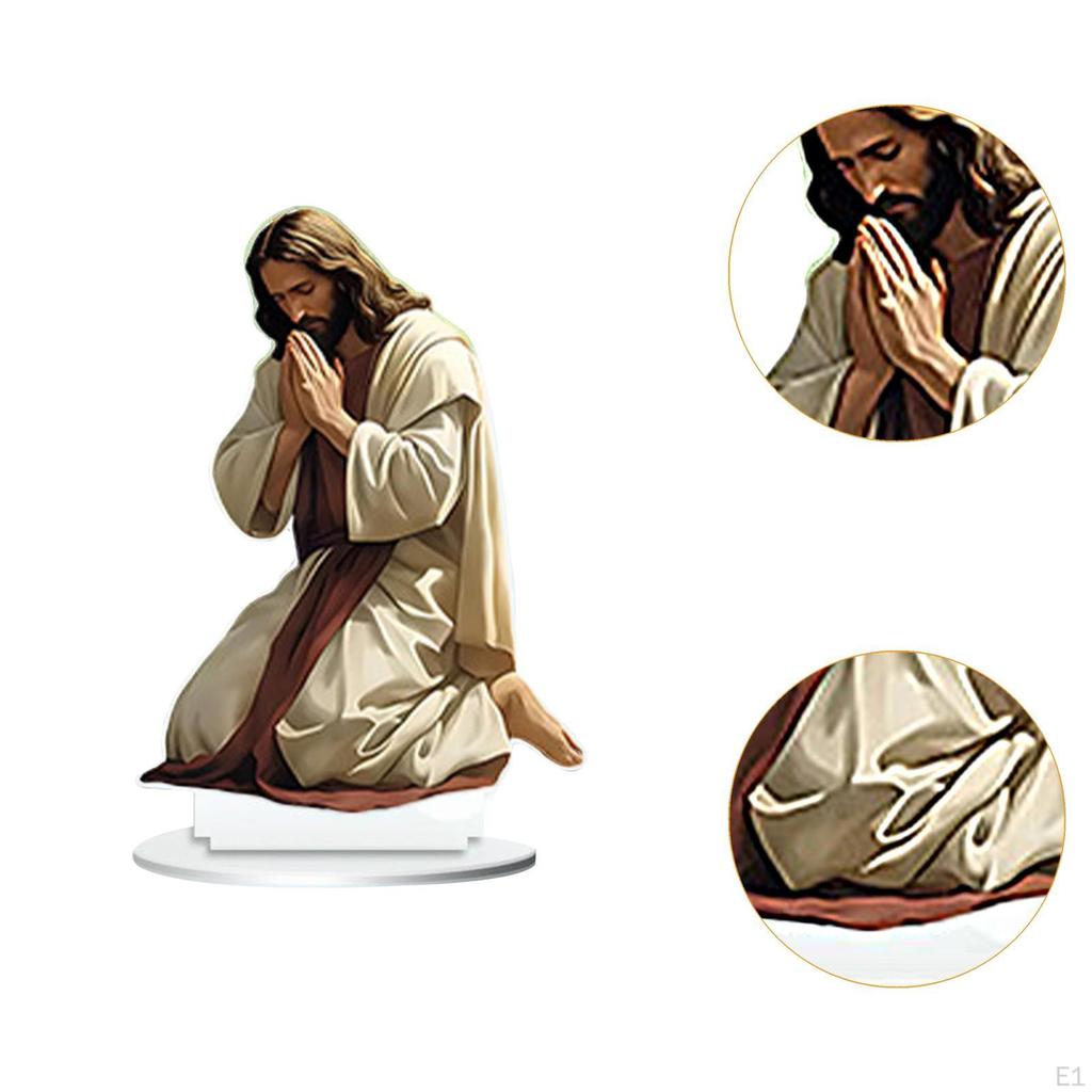 Jesus Acrylic Sign Christmas Gift 2D Christian with Base Tabletop Decoration Xmas Decor for Bedroom