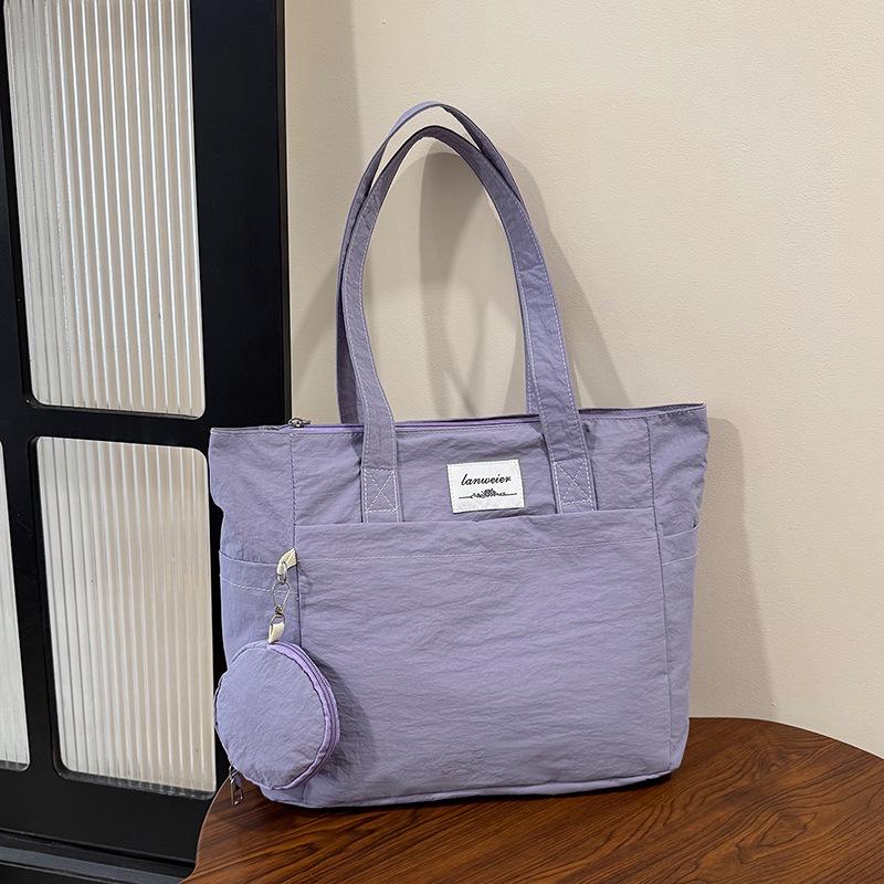 

2025 Japanese Style Lightweight Canvas Tote - Trendy, Large Capacity, Casual Women s Shoulder Bag One Size фіолетовий