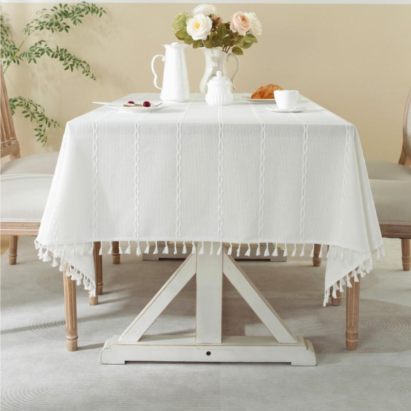 

Жаккардовая оплетка с кисточками, настольная ткань, простая прямоугольная полосатая ткань, чехол для обеденного стола, украшение журнального столика, пылезащитная ткань 90x90cm