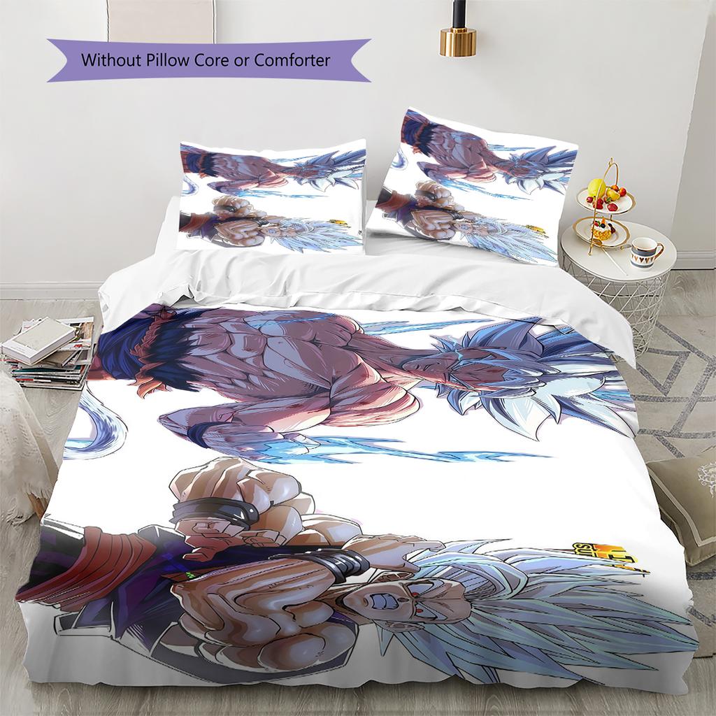 Son Goku Muster Bettwäsche, Steppbett Set Bettbezug Kissenbezug Zuhause Geburtstagsgeschenk (1 Bettbezug + 2 Kissenbezüge, ohne Füllung)