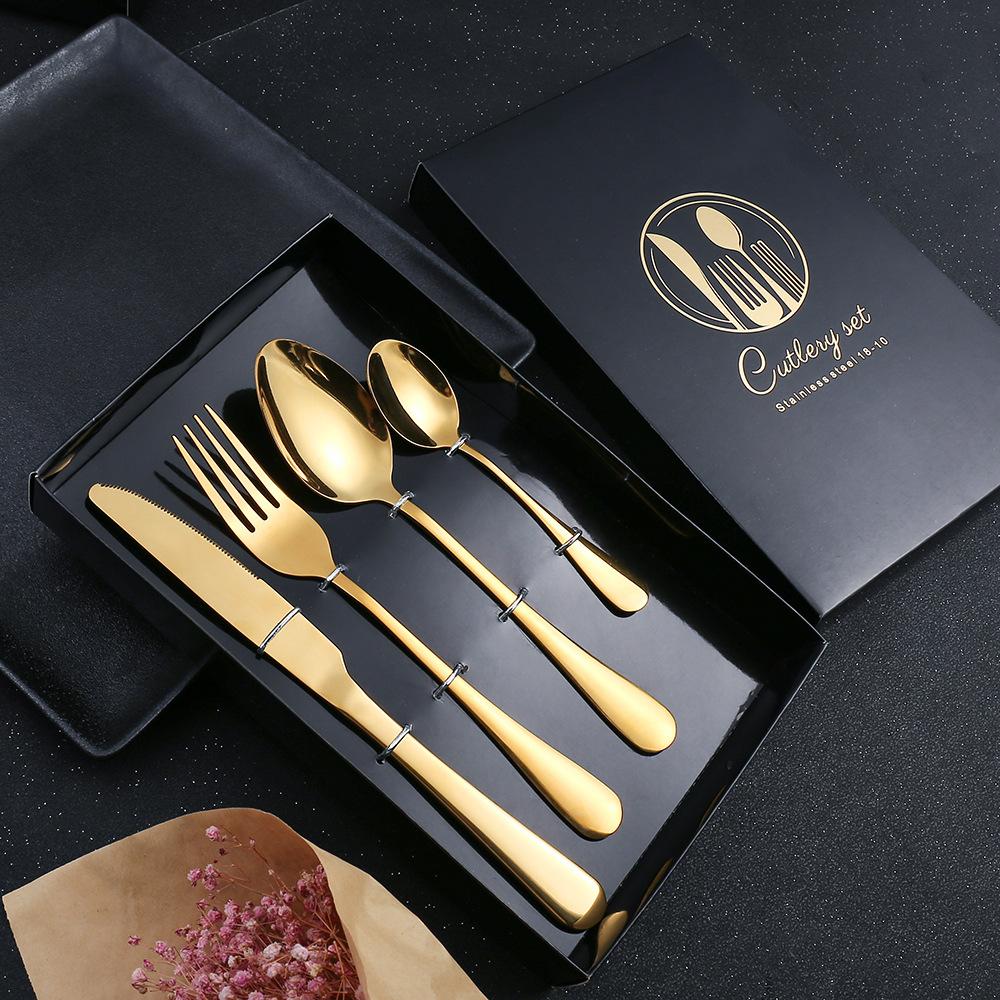 HANYANG 1010 Stainless Steel Cutlery Set Creative Colourful Western Steak Knife, Fork and Spoon Hotel Gift Colorful Box Set