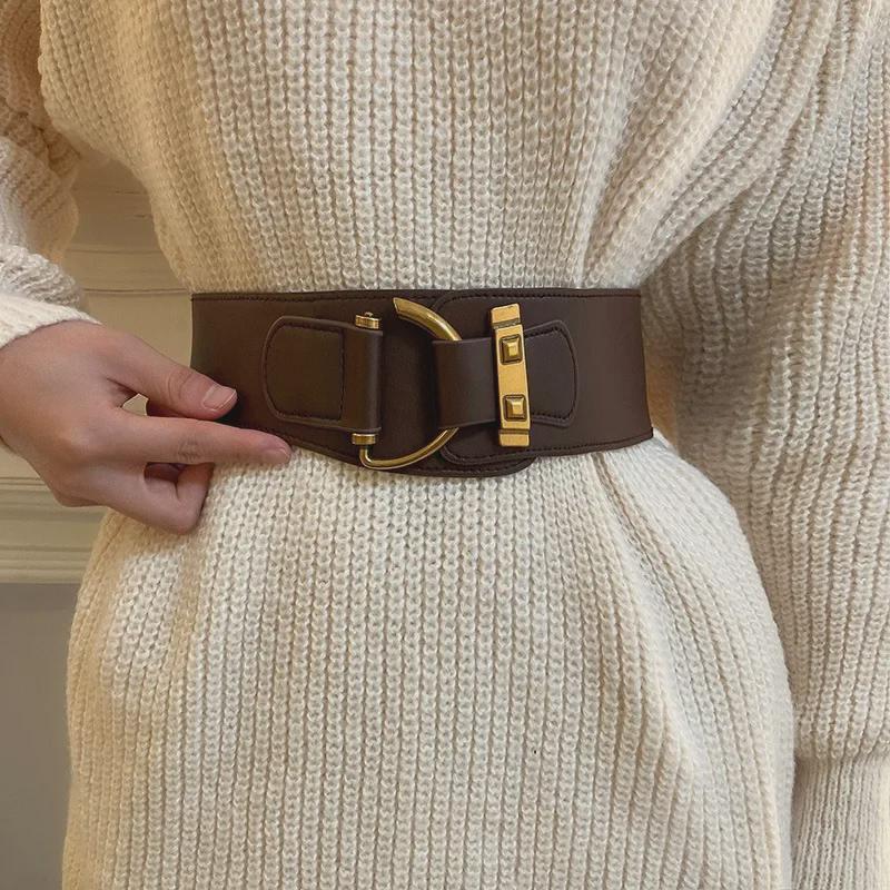 "Women's Retro Black Elastic Waistband Fashion Belt"