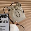 Stylish Korean Canvas Bucket Bag For Women In Black Beige And Pink With Soft Structure