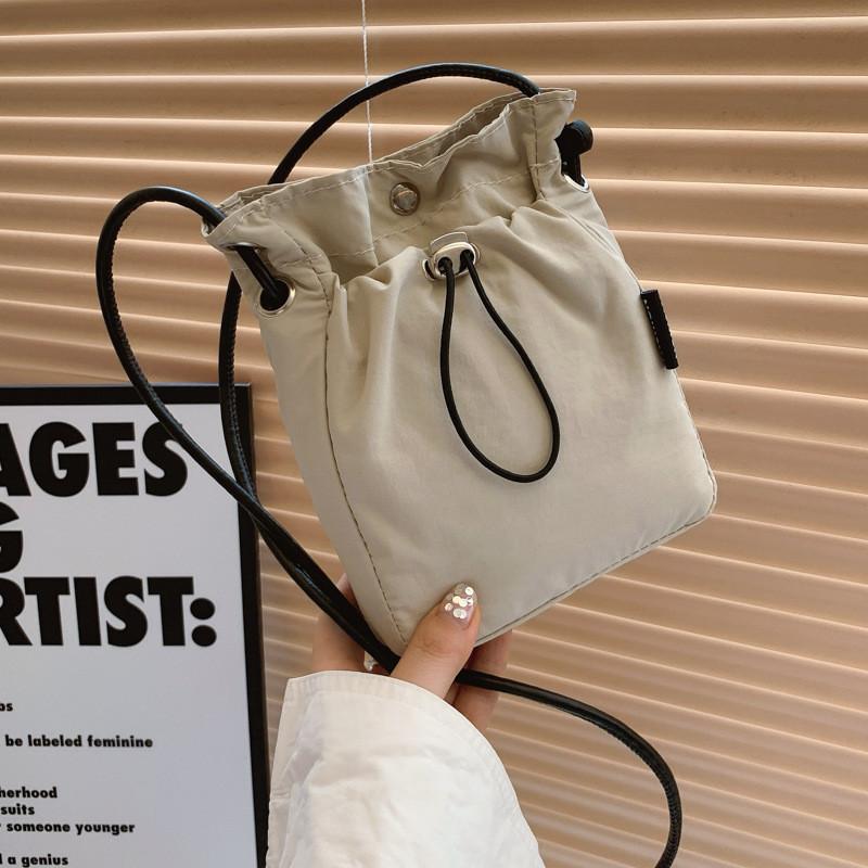 Stylish Korean Canvas Bucket Bag For Women In Black Beige And Pink With Soft Structure