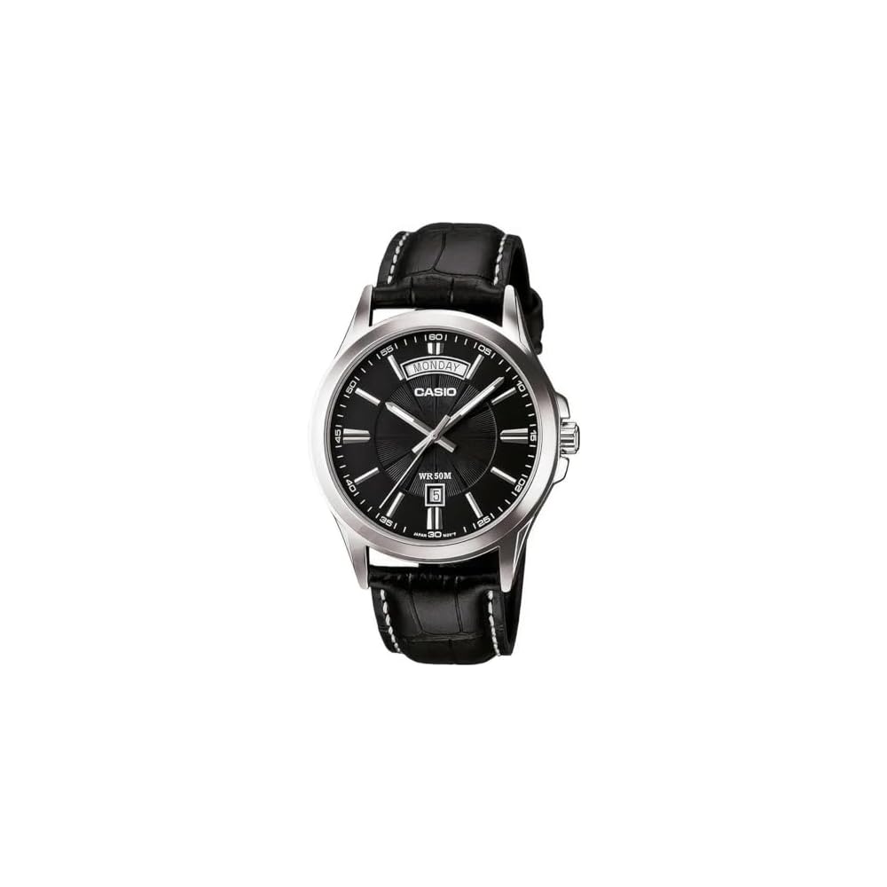Casio MTP-1381L-1AV Analog Quartz Men s Watch Black Leather Strap Imported Model