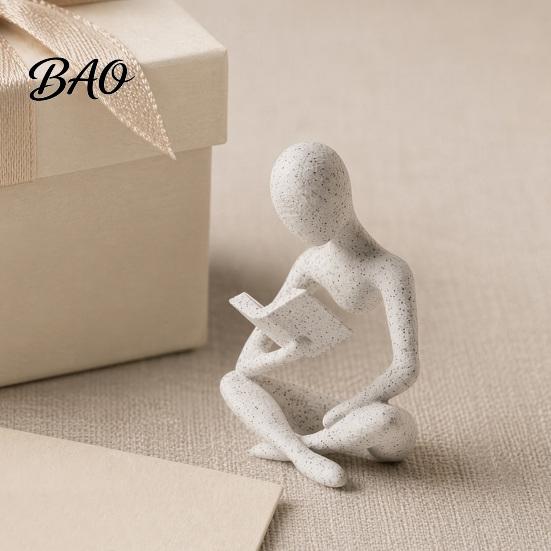 Industrial Style Bookend 3D Printed Bookshelf Decor Thinker Statue, Abstract Art Ornament, Reading Sculpture, Aesthetic Nordic Minimalist Figurine,