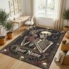 Skeletal Coffee Theme Soft Crystal Velvet Rug Custom Name & Text Print Non Slip Floor Rug for Bedroom Living Room