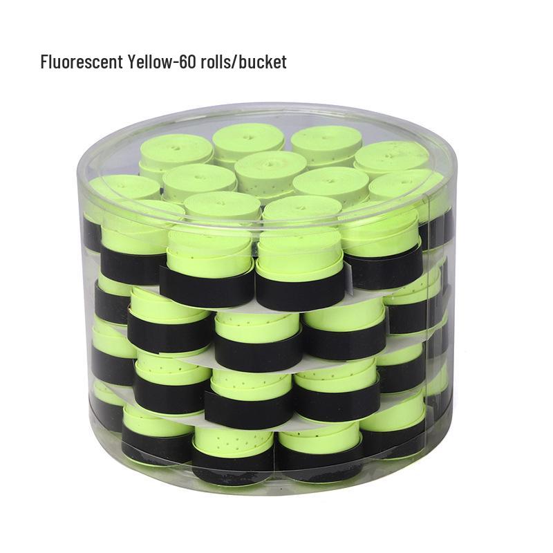 Elastic Perforated PU Leather Overgrip for Badminton, Tennis & Table Tennis Rackets, Fishing Rods with Ribbed Sweatband