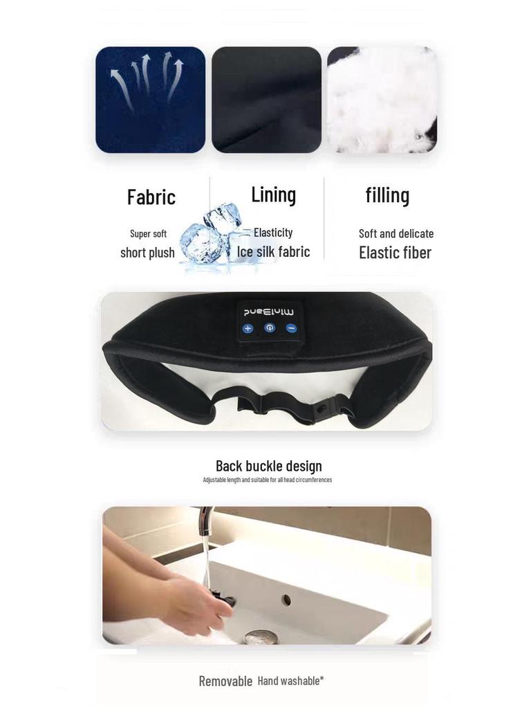 Bluetooth 5.3 Music Eye Mask with Stereo Sound and Light Blocking for Sleep Aid and Eye Protection.