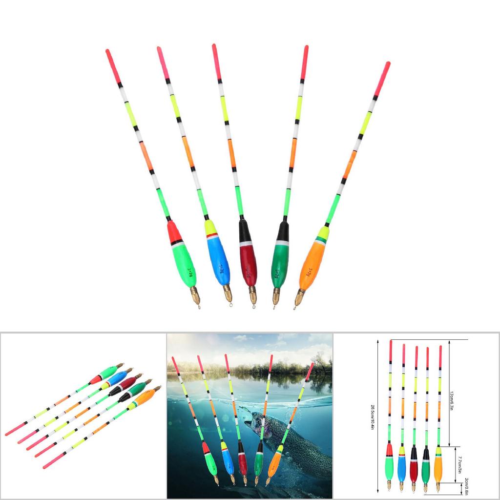 5PCS Multiple Color Balsa Wood Fishing Float Bobber Bite Indicator Angling Equipment(3+2g )