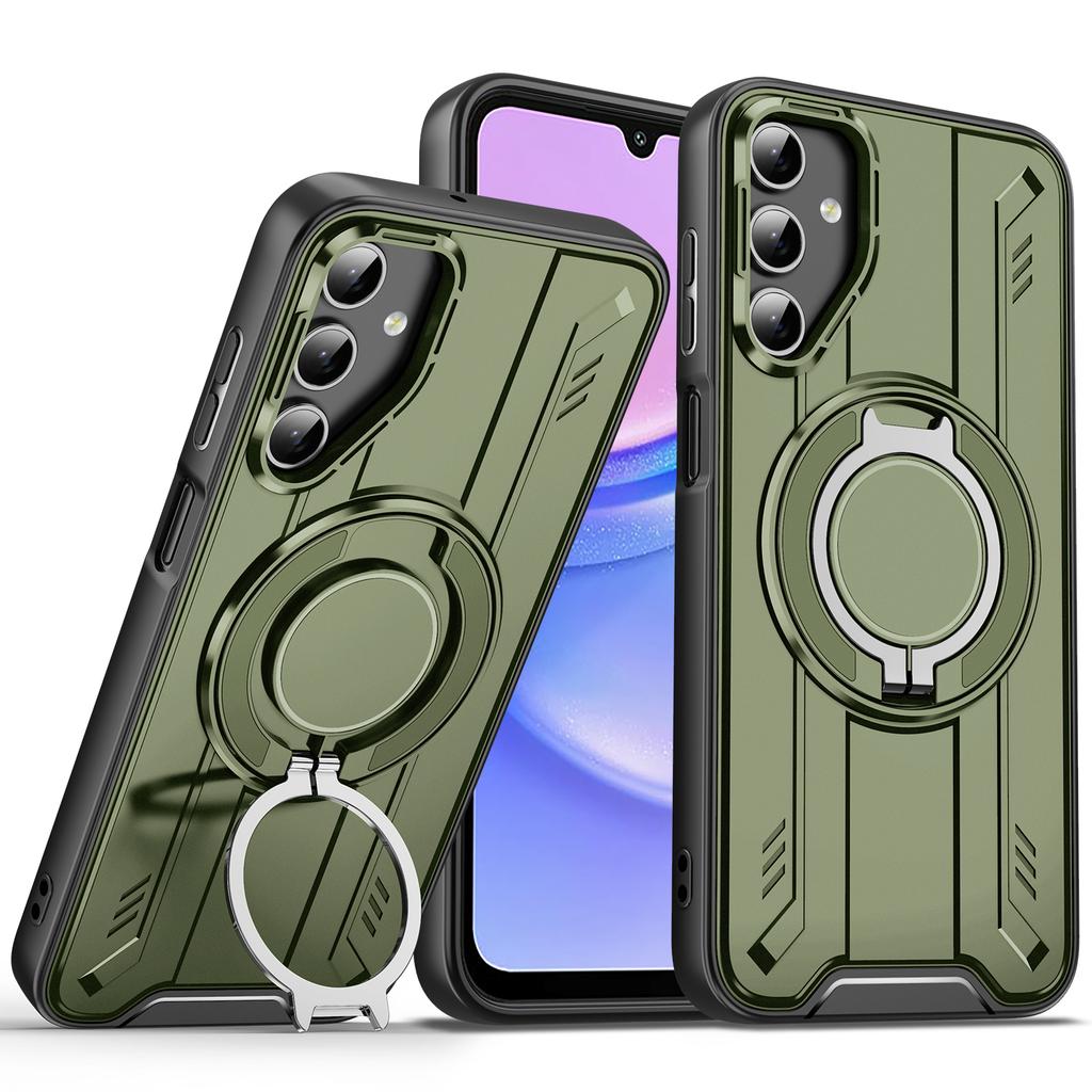 For Samsung Galaxy A15 5G/4G Magnetic Case Rotating Ring Kickstand PC + TPU Shockproof Phone Cover