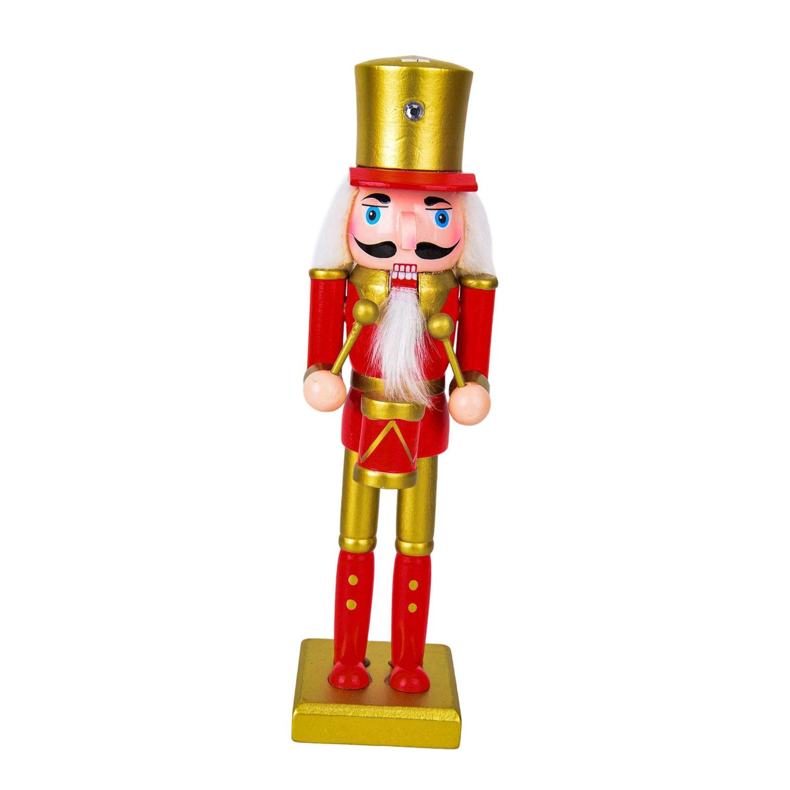 Christmas Nutcracker Figurine Tabletop Ornament Christmas Decor Arts Crafts Wooden Nutcracker Doll for Desk Festival Entrance