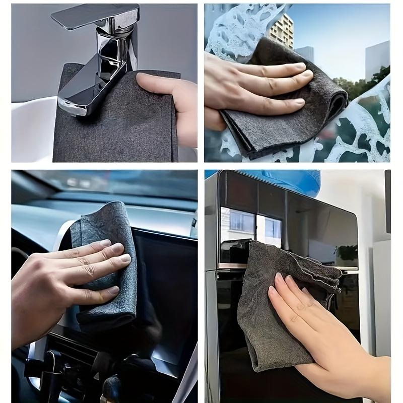 Magic Cloth No-Trace Glass Cleaning Cloths | Special Waterless Printing Cloth for Glass Cleaner, Gray Glass Towel