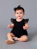 Baby Girl Cute Polka Dot Snow Fly Sleeve Mesh Skirt Black Triangle Jumpsuit