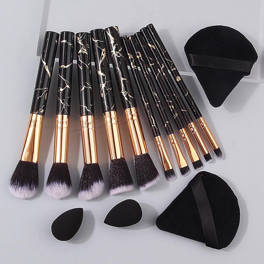 Beginner 10pcs Soft bristle makeup brush set,4 dry and wet dual-purpose makeup powder puffs and spongeegg makeup toolcombination